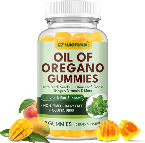 Miniatura 8 de Gomitas de aceite de orégano con aceite de semilla negra + vitamina D3, aceite de orégano orgánico de alto carvacrol, apoyo inmunológico