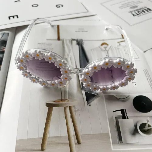 Miniatura 3 de Gafas de sol redondas de flores para niña, con forma de flor, protección UV 400, gafas de sol para regalar al aire libre