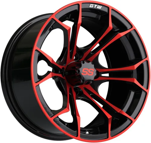 Miniatura 5 de GTW Combo de ruedas y neumáticos para carrito de golf de 14 pulgadas Ruedas Spyder rojo/negro en neumáticos Fusion GTR Street 205/40-R14