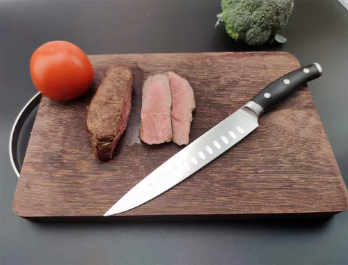 Miniatura 6 de Juego de cuchillo y tenedor para tallar – con cuchillo de trinchar de 8 pulgadas y tenedor de metal recto de 8 pulgadas, triple remache de acero