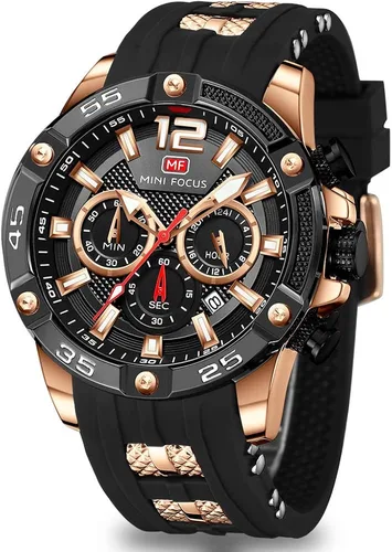 Mini Focus Men Watches Unique Casual Wrist Watches (ChronographWaterproofLuminousCalendar24 Hours) Silicon Band Fashion Watches for Men