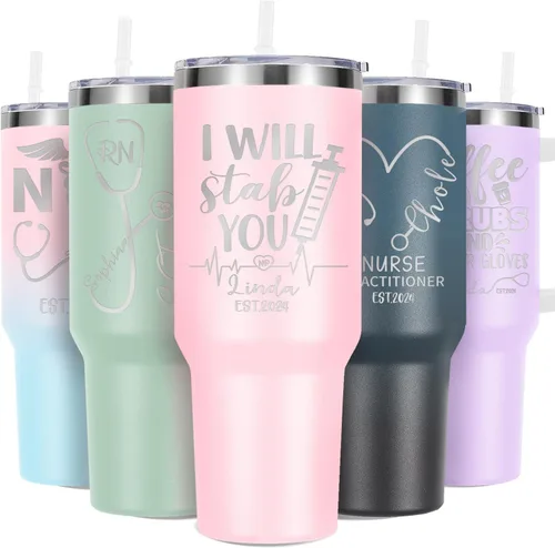 Miniatura 12 de Regalos de enfermera para mujeres, vaso de vino personalizado de 20 onzas con nombre, título de trabajo y fecha, regalos de enfermera, enfermeras