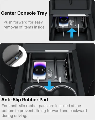 Miniatura 3 de Organizador de Consola Central de 5 Piezas Compatible con 2025-2026 Nuevo Tesla Model Y Juniper/2024-2026 Tesla Model 3 Highland Accesorios, Caja