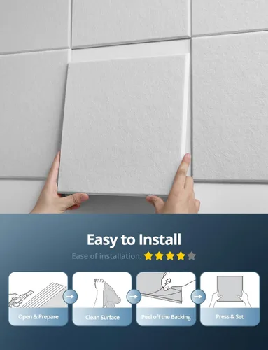 Miniatura 7 de Paneles de pared acústicos cuadrados, paneles absorbentes de sonido para paredes, techo, puertas, paquete de 18 unidades de 12 x 12 x 0.4 pulgadas