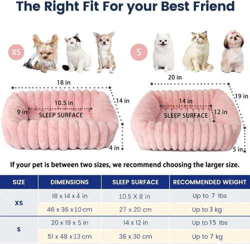 Miniatura 6 de Cute Small Dog Beds for Small Dogs Girl and Cats Washable,Rectangle Cat Bed with Sides Orthopedic Soft Cozy Calming Sleeping Puppy Beds Pink Pet