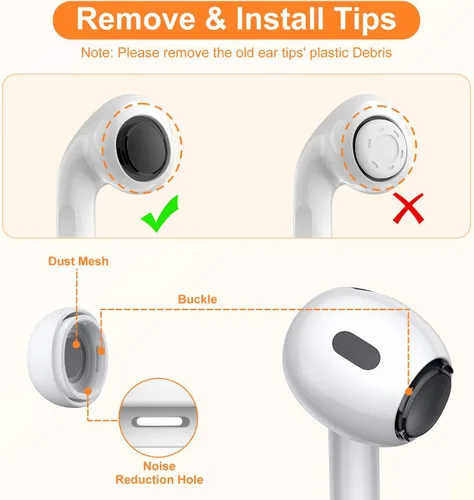 Miniatura 4 de Juego de 4 pares de almohadillas Link Dream para Airpod Pro de repuesto y limpiador de bolígrafos para AirPods Pro/AirPods Pro 2 de silicona (AC04-S)