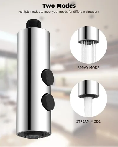 Miniatura 2 de Hibbent Pulverizador extraíble para fregadero, cabezal de grifo de cocina de 2 funciones, cabezal rociador desplegable para baño con conector macho