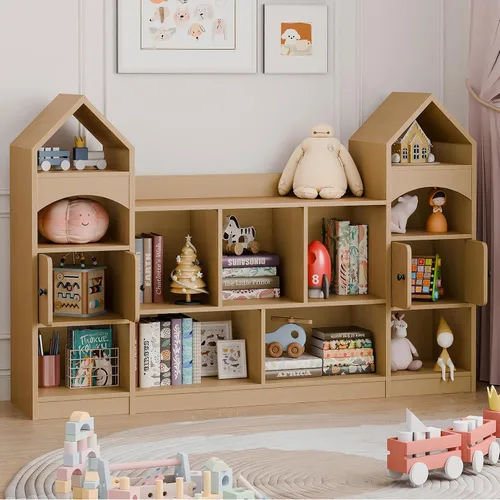 Miniatura 7 de Vabches Estantería para Niños en Forma de Castillo, Estantería para Niños Vitrina Organizador de Almacenamiento de Juguetes para Niños Gabinete