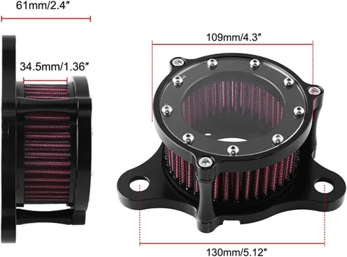 Miniatura 2 de Sporacingrts Filtro de aire para motocicleta CNC limpiador de aire negro Filtro de entrada Compatible con Sportster Police XL883P