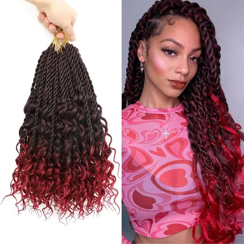 Miniatura 12 de Cabello senegalés de ganchillo con extremos rizados, 12 pulgadas, 8 paquetes de cabello bohemio de ganchillo con rizos de diosa, rizos de ganchillo