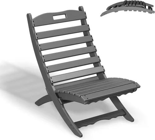 Miniatura 27 de GREENVINES Silla plegable Xavier Wave Sillas Adirondack portátiles Plástico HDPE Silla para fogata para todo tipo de clima Negro