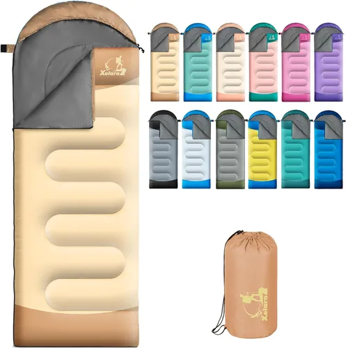 Miniatura 9 de Sacos de dormir para adultos y niños - 3 estaciones para clima frío y cálido, impermeables para acampar - Sacos de dormir ligeros para camping
