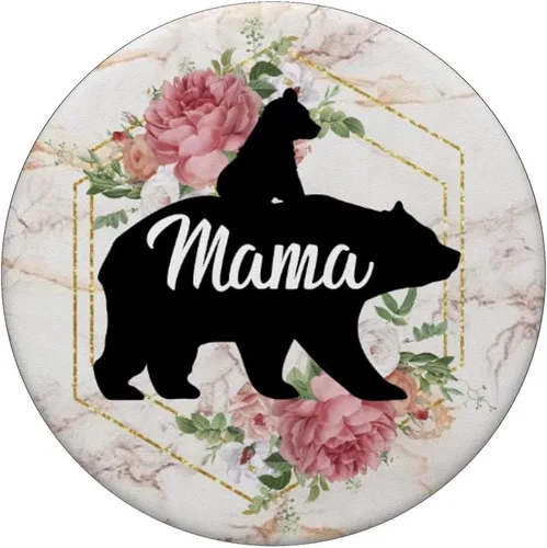 Miniatura 3 de Mama Bear Pop Socket Rose con 1 Cub Madre Regalo – PopSockets Grip y soporte para teléfonos y tabletas, Negro