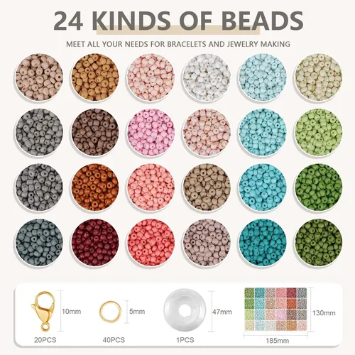 Miniatura 2 de TEXGIZRLY Cuentas de semillas de vidrio de 3 mm para hacer joyas, kit de fabricación de pulseras de amistad para niñas y adultos, kit de cuentas