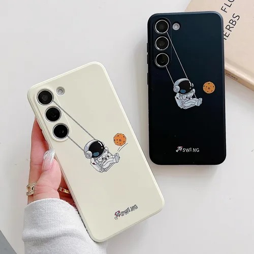 Miniatura 14 de Yonds Queen para Samsung Galaxy S21 Funda Linda, Diseño de Astronauta de Dibujos Animados, Espacio, Luna, Cohete, Elegante Cubierta Amortiguadora