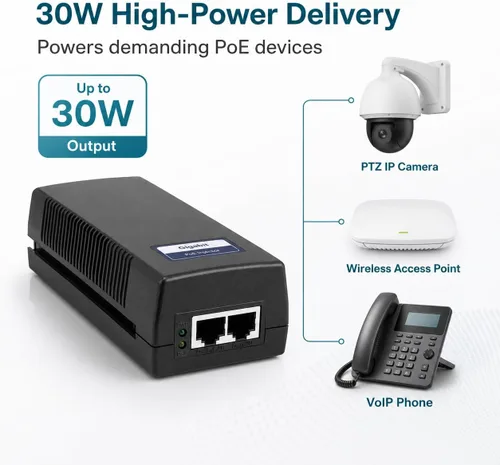 Miniatura 2 de BV-Tech Inyector Gigabit PoE+ de Alimentación a través de Ethernet 30W Plug & Play hasta 99 Metros