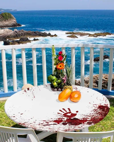 Miniatura 10 de Mantel redondo ajustado con diseño floral de mandala aguamarina, estilo étnico bohemio con borde elástico, impermeable, mantel circular de flores