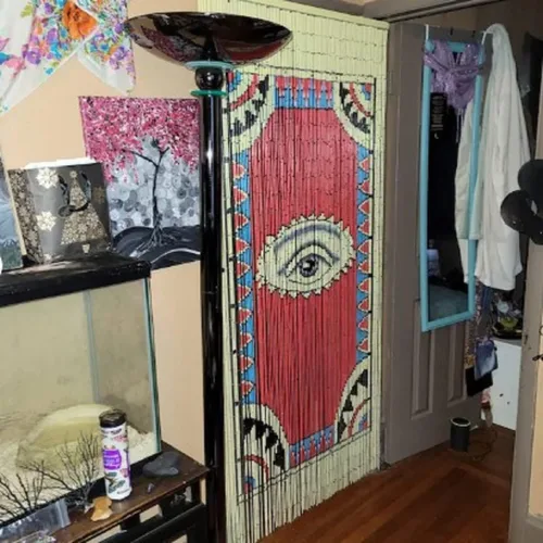 Miniatura 6 de TACHILC Cortina de cuentas para puerta – Cortina bohemia de cuentas para puerta, 35.5 x 78 pulgadas, 90 cuerdas, diseño de ojos pintado a mano