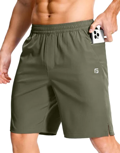 Miniatura 87 de GGJ Pantalones cortos deportivos ligeros para hombre con 2 bolsillos con cremallera de 7/5/9 pulgadas, pantalones cortos de tenis de secado rápido