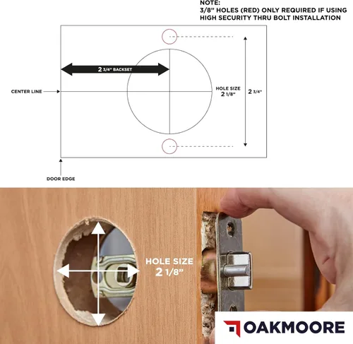 Miniatura 3 de Manija de puerta comercial de oficina OAKMOORE Función de paso Grado 2 Sin cerradura/llave para salas de reuniones y cocinas Acabado