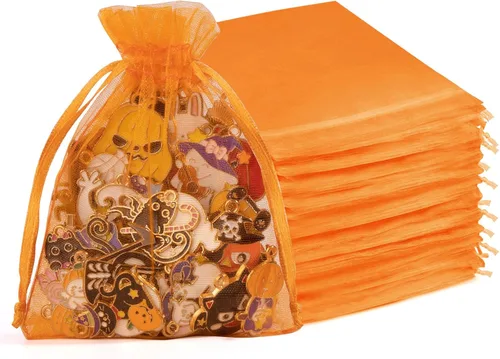 Miniatura 27 de Crweety 50 Piezas Bolsas de Organza Doradas de 3 x 4 Pulgadas, Pequeñas Bolsas de Regalo de Malla con Cordón para Favores de Boda, Despedida