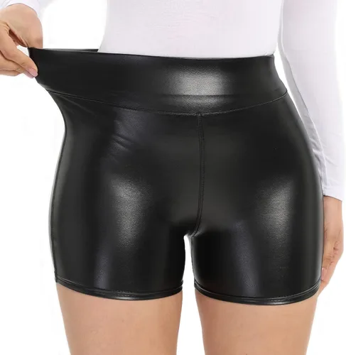 Pantalones cortos góticos para mujer, estilo punk danza, sexy, color negro, irregular, pantalones cortos de cintura alta, ajustados y ajustados
