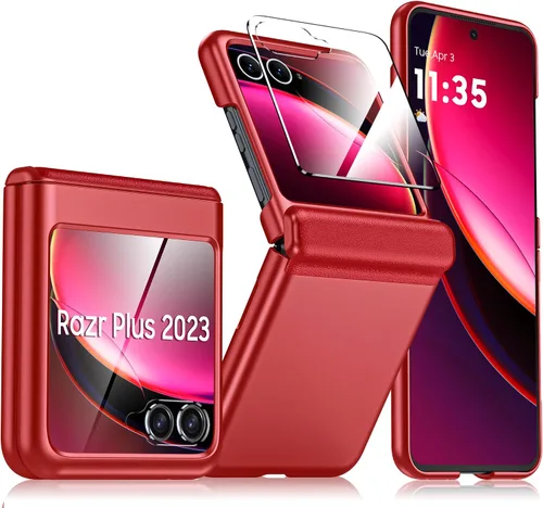 Miniatura 14 de para Samsung Galaxy Z Flip 7 Funda con protección de bisagras y protector de pantalla incorporado, funda de cuero mate de policarbonato ultradelgada