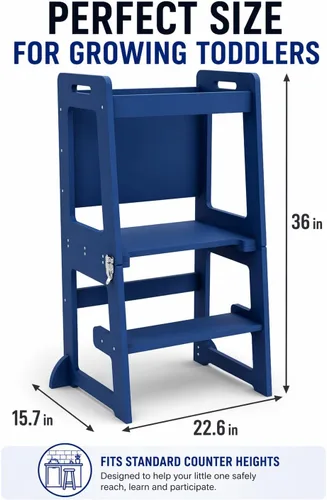 Miniatura 4 de Avenlur Date 4 en 1 Montessori - Taburete plegable de aprendizaje, escritorio, silla y pizarra Madera maciza, extra estable, rieles de seguridad
