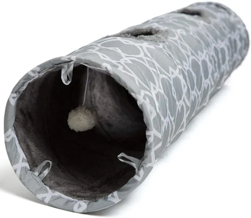 Miniatura 5 de Túnel Geométrico Recto para Gatos con Felpa en el Interior, Juguetes para Gatos Túnel Plegable con Pelotas, para Conejos, Gatitos, Hurones