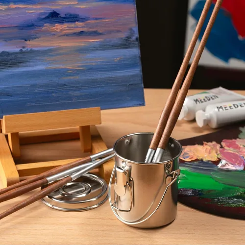 Miniatura 7 de MEEDEN Lavadora de pinceles de pintura portátil: limpiador de pinceles de artista de acero inoxidable para pintura al óleo y acrílica - pequeño