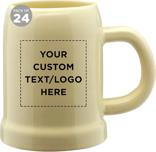 Miniatura 16 de DISCOUNT PROMOS Taza de cerámica para cerveza, 28 onzas, juego de 6, paquete a granel, ideal para Octoberfest, pub, restaurante y más, color beige