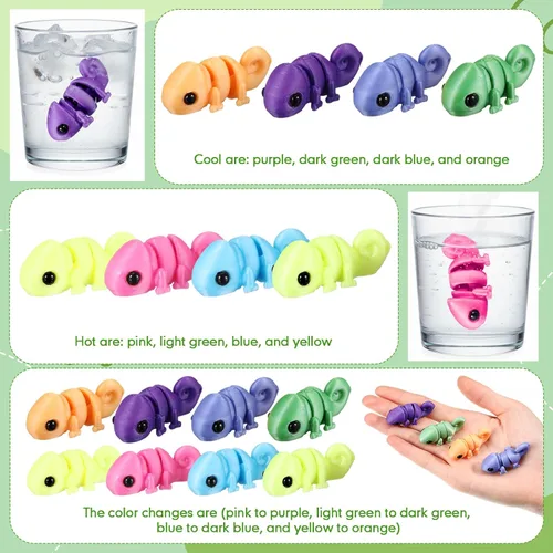Miniatura 4 de Honoson 12 piezas de animales impresos en 3D 3D mini animales flexibles y articulados pequeños para aliviar el estrés de mascotas, para adultos