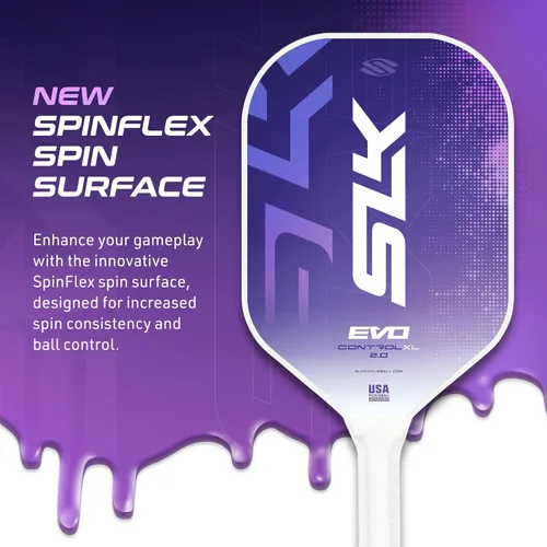 Miniatura 5 de Selkirk Sport SLK Evo Pickleball Paletas Evo Power, control e híbrido Pala de pickleball de fibra de vidrio o fibra de carbono Control Púrpura