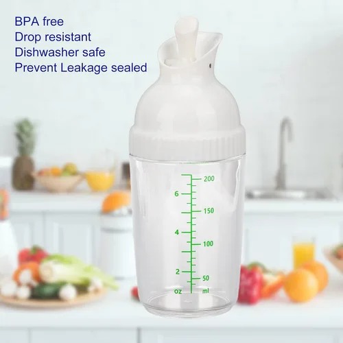 Miniatura 6 de GLOGLOW Botella agitadora de aderezo de ensalada, 6.8 fl oz, contenedor para preparar ensaladas, para evitar fugas, tarro de aderezo para ensaladas