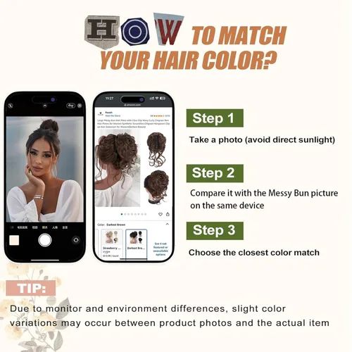 Miniatura 5 de Extensiones de cabello con clip de pinza para el cabello de moño, accesorios para el cabello para mujer, extensiones de cabello rizado