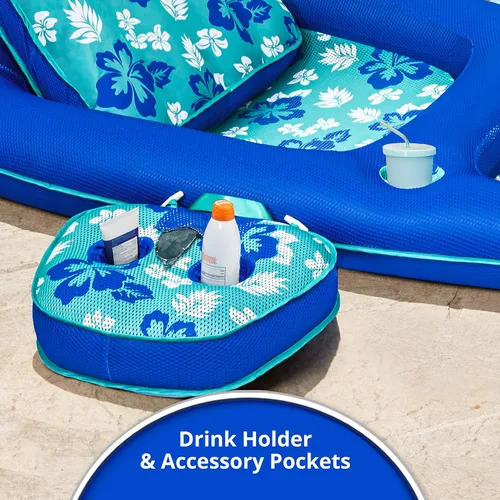 Miniatura 4 de Aqua Campania Ultimate 2-in-1 Pool Float Lounge – Extra Large – Inflatable Pool Floats for Adults with Adjustable Backrest & Cupholder Caddy