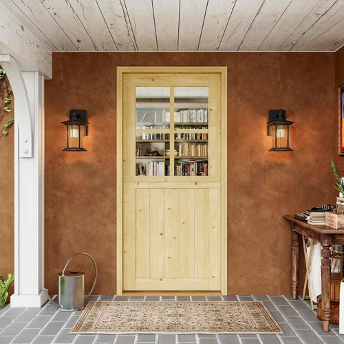 Miniatura 7 de Tablero de Puerta Holandesa para Interior y Exterior, 36" x 80", Universal 4 Lite Vidrio Templado Transparente Puerta Individual Dividida, Puerta