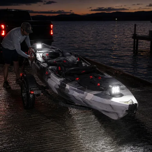 Miniatura 8 de Shangyuan Pontón - Faros delanteros de acoplamiento para barco, luces LED marinas para kayak, bajo, Jon, pesca, lancha, luz de esparcidor, camiseta