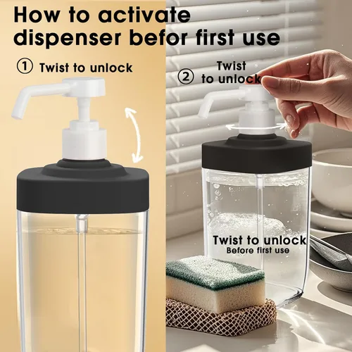 Miniatura 5 de Dispensador de Jabón de Cocina con Soporte para Esponja, Organizador de Jabón para Platos de Gran Capacidad de 800ml, Organizador de Fregadero a