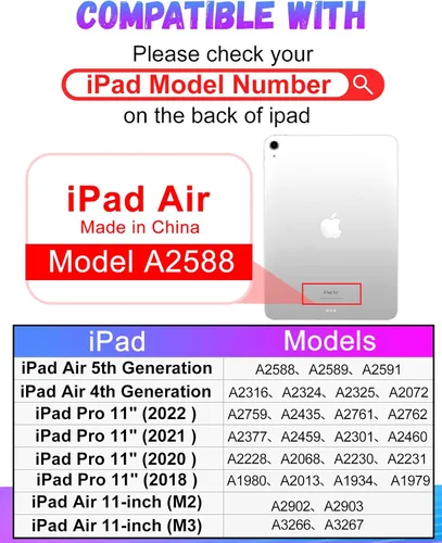 Miniatura 2 de Uppuppy Funda para iPad Air de 11 pulgadas (M2/M3), Air 5ª/4ª Generación 10.9, Pro 11'' Funda Linda para Niños Mujeres Niñas Folio Esqueleto 2-sí