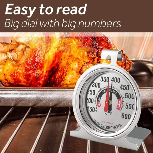 Miniatura 3 de Termómetros de horno (2 unidades) para medidor de temperatura de horno a gas o eléctrico con 100-600°F/122.0-572.0 °F, esfera grande y números