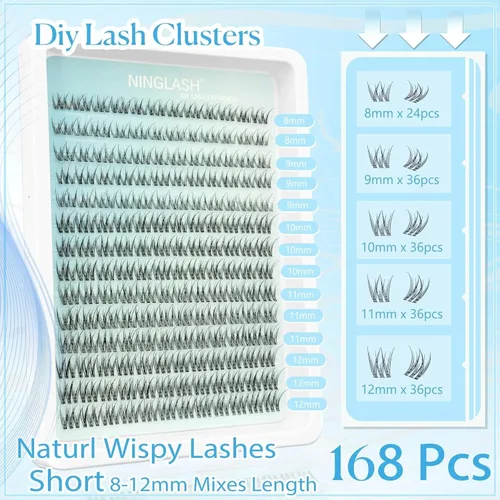 Miniatura 3 de Extensiones de pestañas naturales en racimo de pestañas finas de 0.315 a 0.472 pulgadas, racimos de pestañas cortas de aspecto natural, extensiones