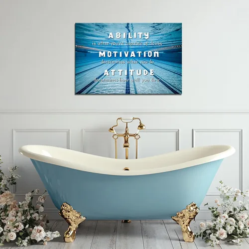 Miniatura 2 de iHAPPYWALL Cuadro grande para piscina, arte de pared, ejercicio relajante con habilidad, motivación, actitud, inspirador, gimnasio, póster impreso