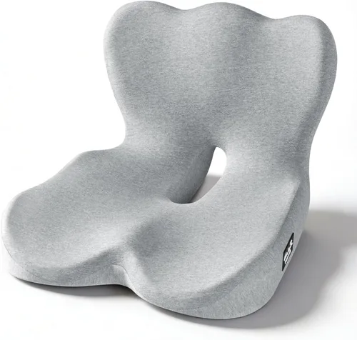 Miniatura 10 de Exclusivo Mezcla Cojín de asiento de espuma viscoelástica, cojines ergonómicos para aliviar el dolor del coxis, almohadilla de asiento Negro