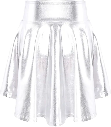 Miniatura 6 de FEESHOW Camiseta sin mangas metálica con lentejuelas para niñas y niños, con falda plisada, vestido de ballet para baile de jazz, hip hop, disfraces