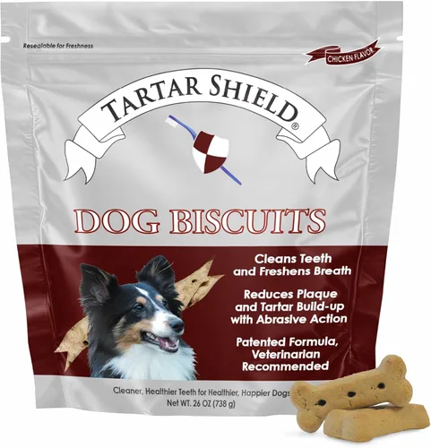 Tartar Shield® Galletas dentales para perros | Golosinas diarias seguras | Galletas limpian dientes y encías, aliento fresco, apoyo natural para la