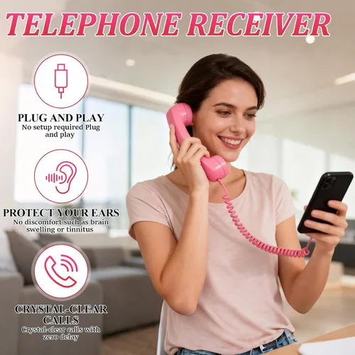 Miniatura 3 de Auricular retro para iPhone y Android, receptor de teléfono celular con micrófono y altavoz, auricular retro, cómodo receptor de estilo telefónico