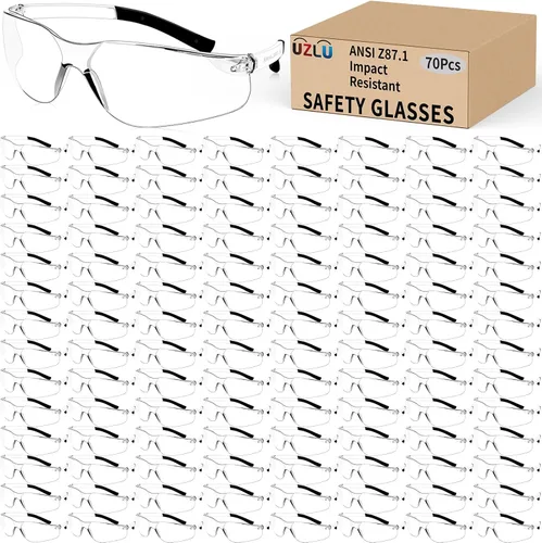 Miniatura 12 de 50 lentes de seguridad unisex a granel de 8 colores transparentes con ANSI Z87.1, resistentes a impactos y arañazos, lentes de sol de seguridad