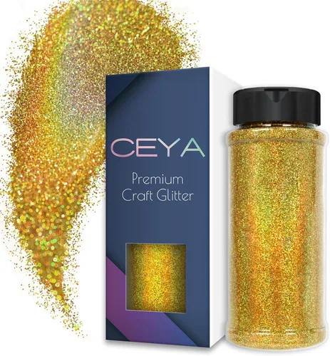 Miniatura 19 de Ceya 110g/ 3.8oz Polvo de Purpurina Holográfica Ultra Fina Láser Verde 1/128” 0.008” 0.2mm para Slime, Resina Epoxy, Manualidades, Vaso, Joyería