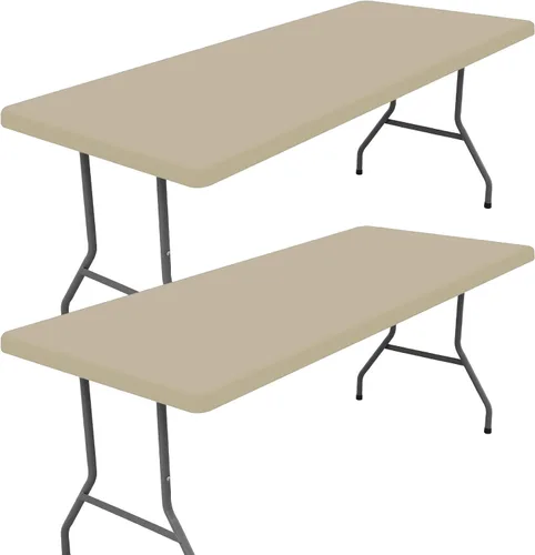 Miniatura 14 de Moosfor Paquete de 2 manteles rectangulares de elastano de 4 pies, elásticos y ajustables para pícnic, cubierta de mesa de patio elástica y lavable